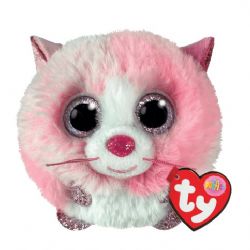 PELUCHE TY BEANIE BALLS - TIA LE CHAT ROSE ET BLANC PUFFIES 4